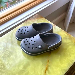 Kids grey navy crocs size C3